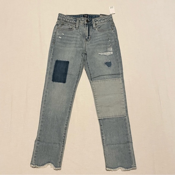 Gap Kids Denim Patch Girlfriend Jeans Size 8 - Picture 14 of 15